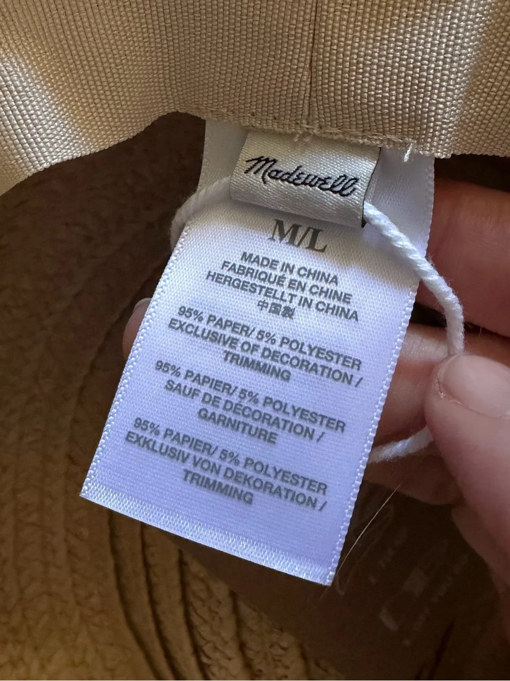 NWT Madewell Packable Straw Sun Travel Hat size M/L